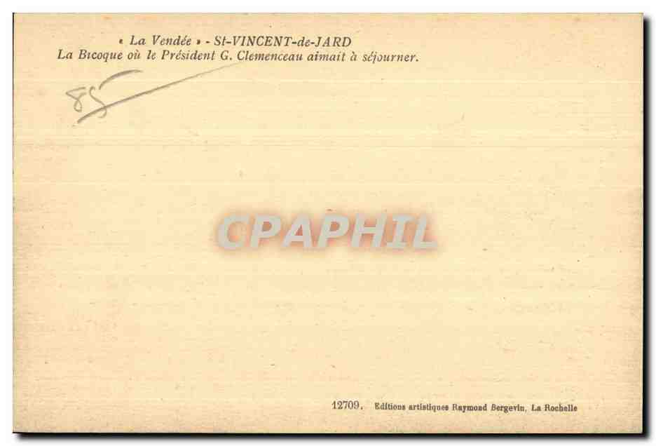 CPA St Vincent De Jard Maison de Clemenceau — Back