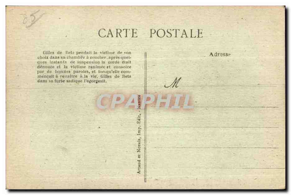 CPA Tiffauges (Vendee) Le Chateau de Barbe Bleue a gauche la — Back