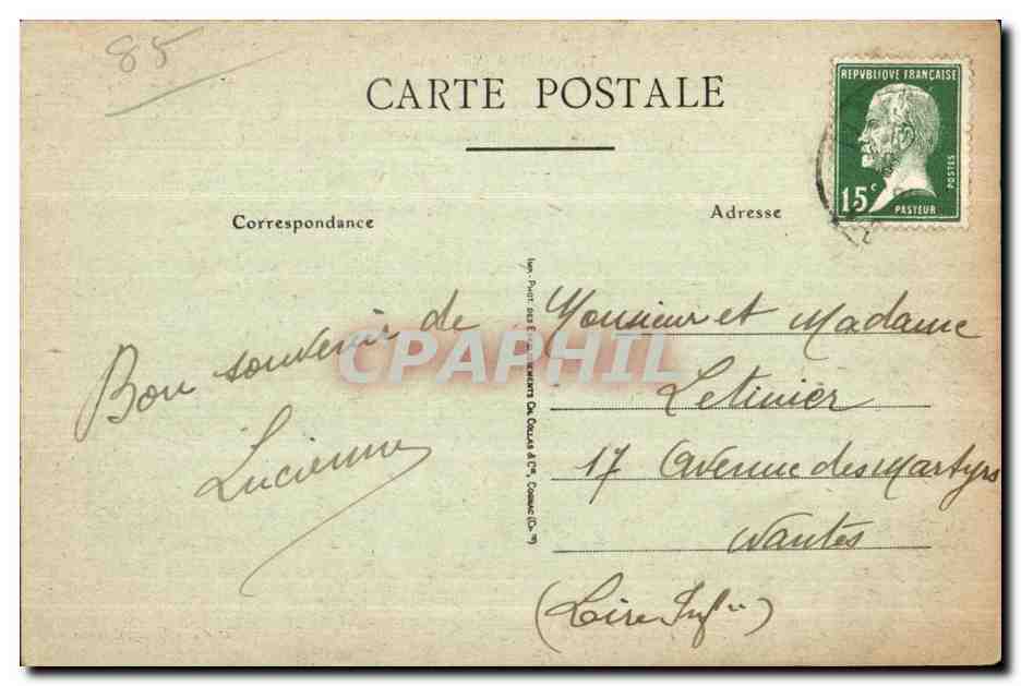 Tiffauges (Vendée) — Chapelle du château de Gilles de Retz, dit Barbe-Bleue — éditeur non visible — Verso