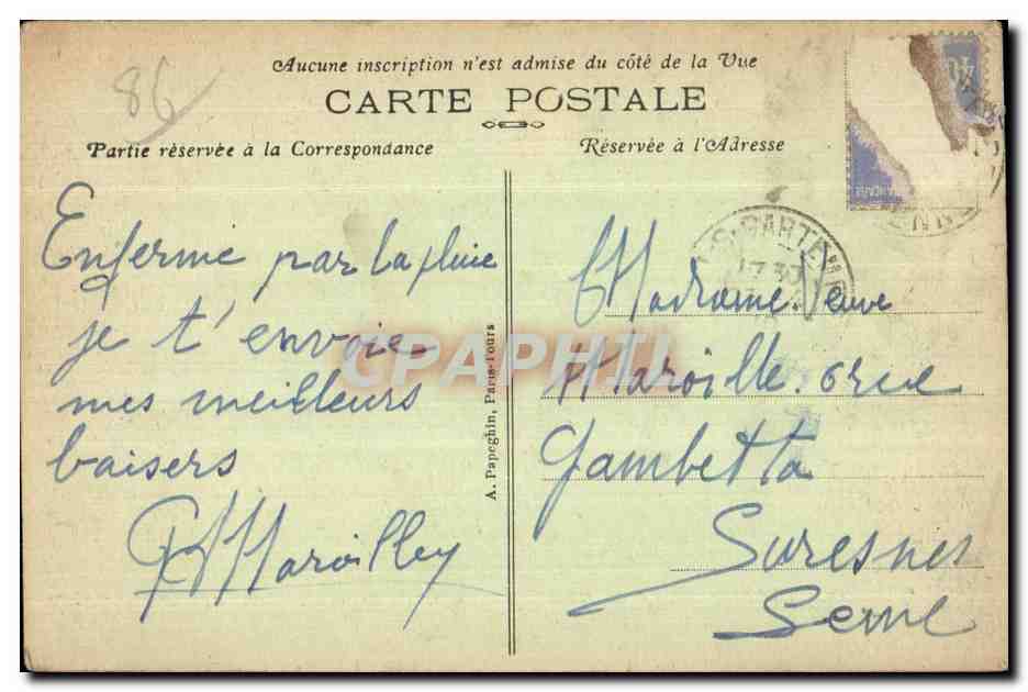 CPA Chatellerault (Vienne) Le Palais de Justice A P The Law Courts — Rückseite