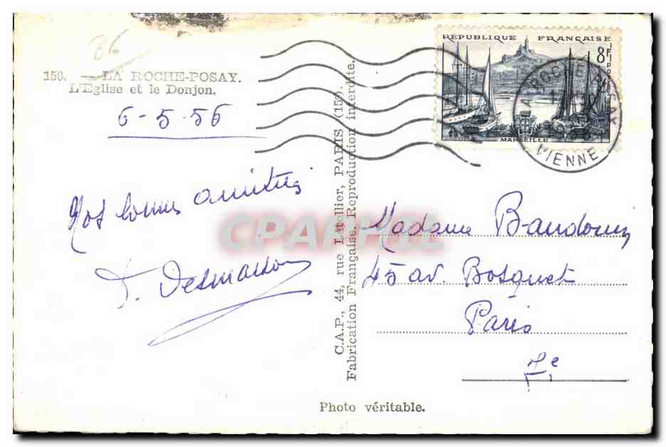 CPA La Vienne Roche Posay L Eglise et le Donjon — Back