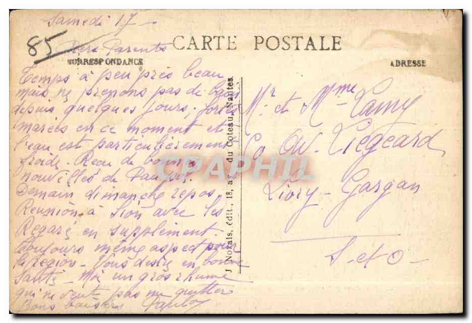 La Vendée Maraichine — Lokales Gedicht — J. Nozals, Verlag, 18, av. du Coteau, Virey-Gargan — Rückseite