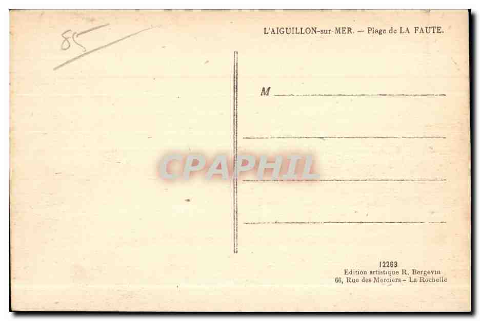 CPA L Aiguillon sur Mer Plage de La Faute — Back