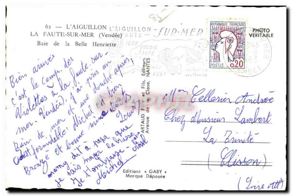 Vue de la baie de La Faute-sur-Mer — Éditions Gaby — n°62 — Verso