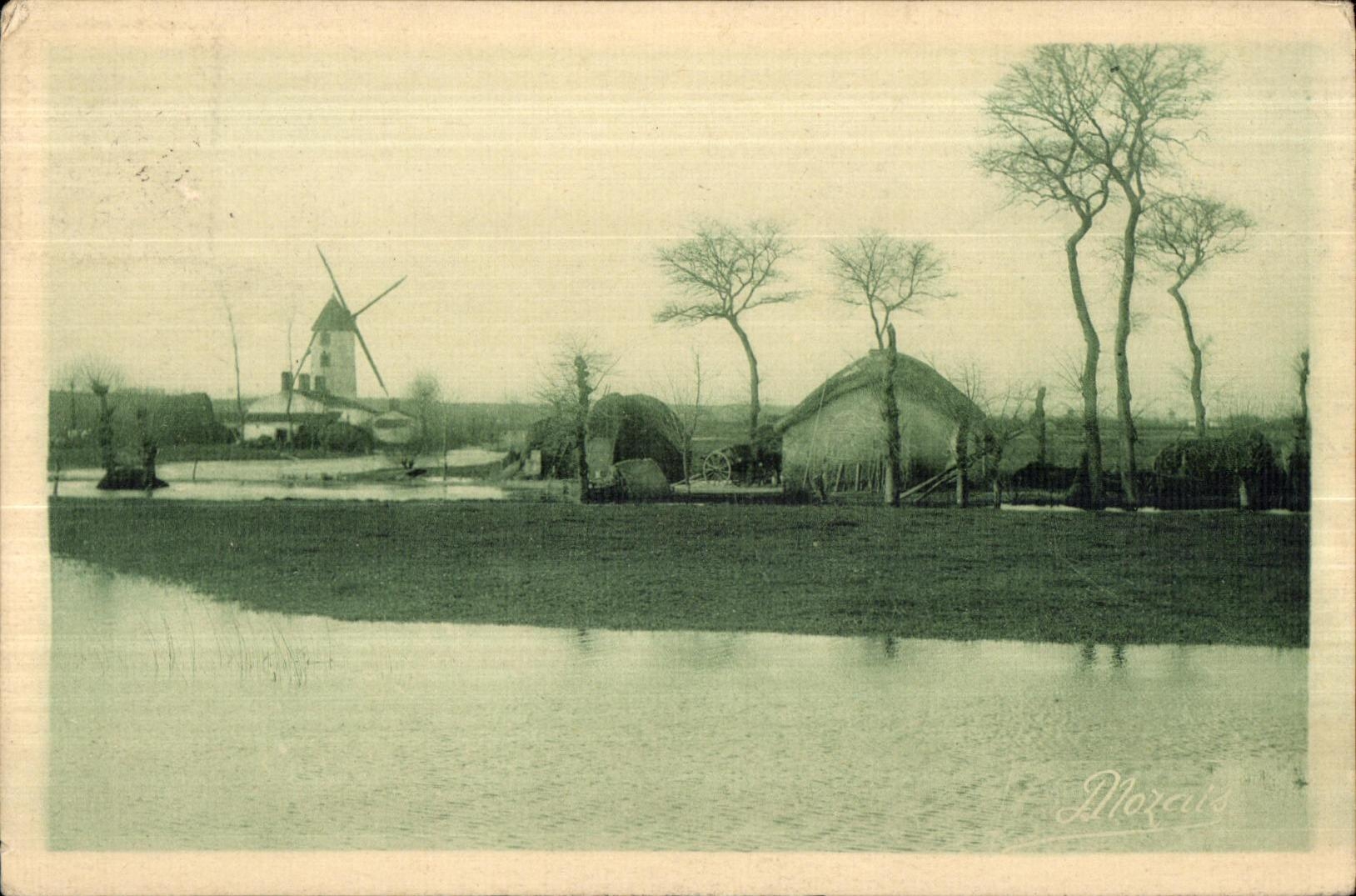 CPA Les Plus Beaux Paysages De La Vendee Maraichine Moulin et Bourine ou I on