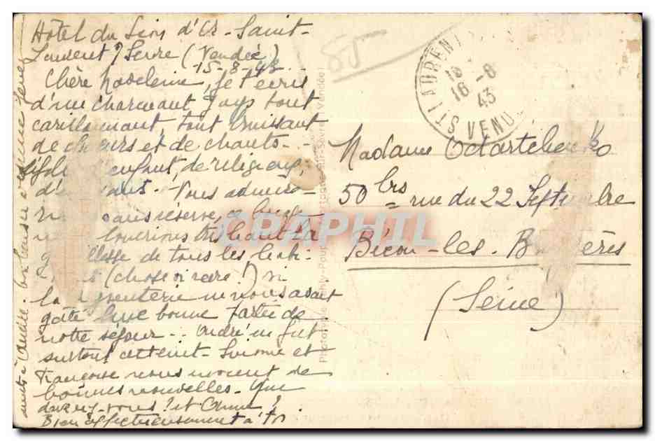 CPA Saint Laurent sur Sevre (Vendee) Payssage — Rückseite