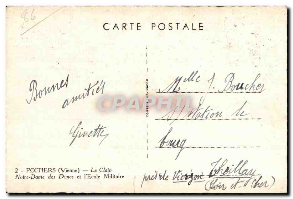 Poitiers (Vienne) — Notre-Dame des Dunes et l'École Militaire — éditeur C. Lain — Back