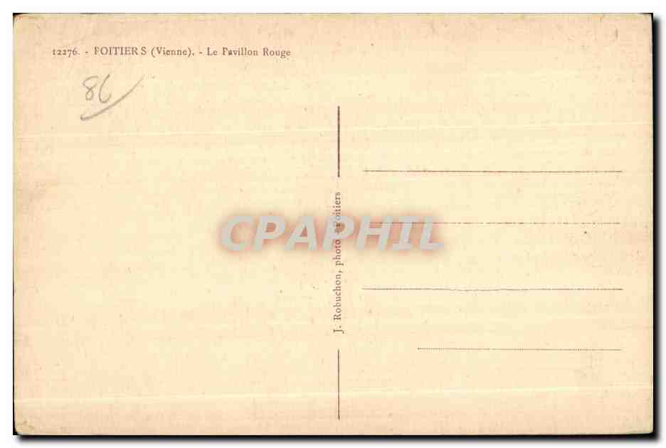 CPA Poitiers (Vienne) Le Pavillon Rouge — Verso