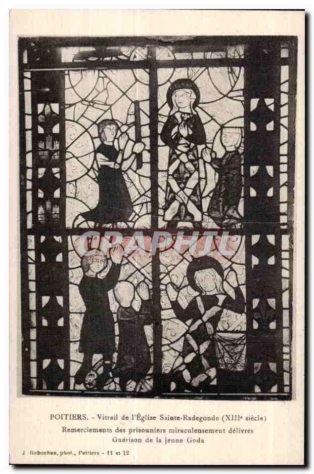 Poitiers — Vitrail de l'Église Sainte-Radegonde (XIIIe siècle) — J. Robuchea, Poitiers - 11 et 12