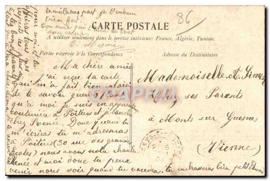 Poitiers — Inondations du 16 Février 1904. Vue prise du Pont Saint-Cyprien — G.P. — Verso