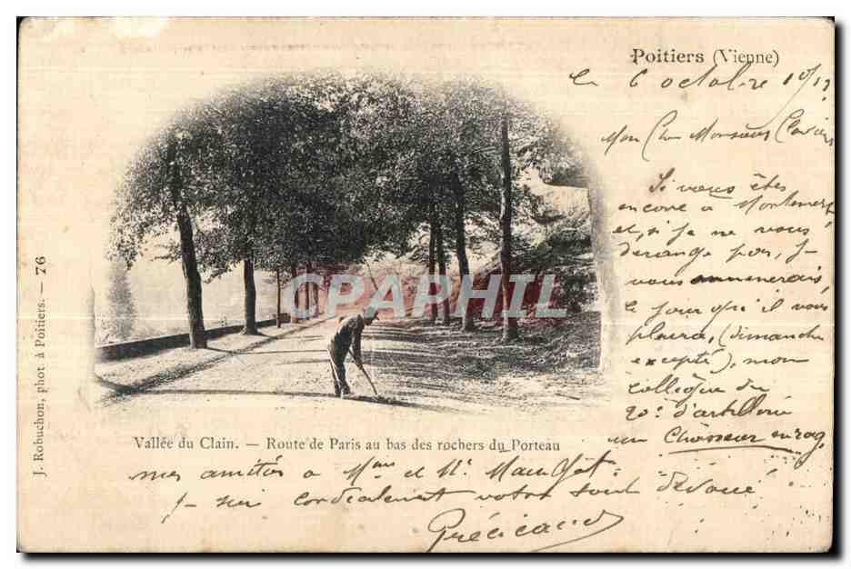 Vallée du Clain — Route de Paris au bas des rochers du Porteau — J. Robuchon, phot. à Poitiers — n°26