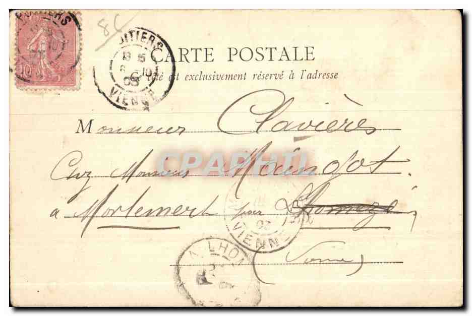 Vallée du Clain — Route de Paris au bas des rochers du Porteau — J. Robuchon, phot. à Poitiers — n°26 — Rückseite