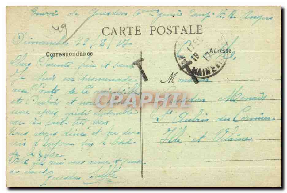 CPA Environs d Anggers Les Ponts De Ce Le Grand Pont du Chemin de Fer qui a eeroula le 4 Aout 1907 au Passage d un train — Rückseite