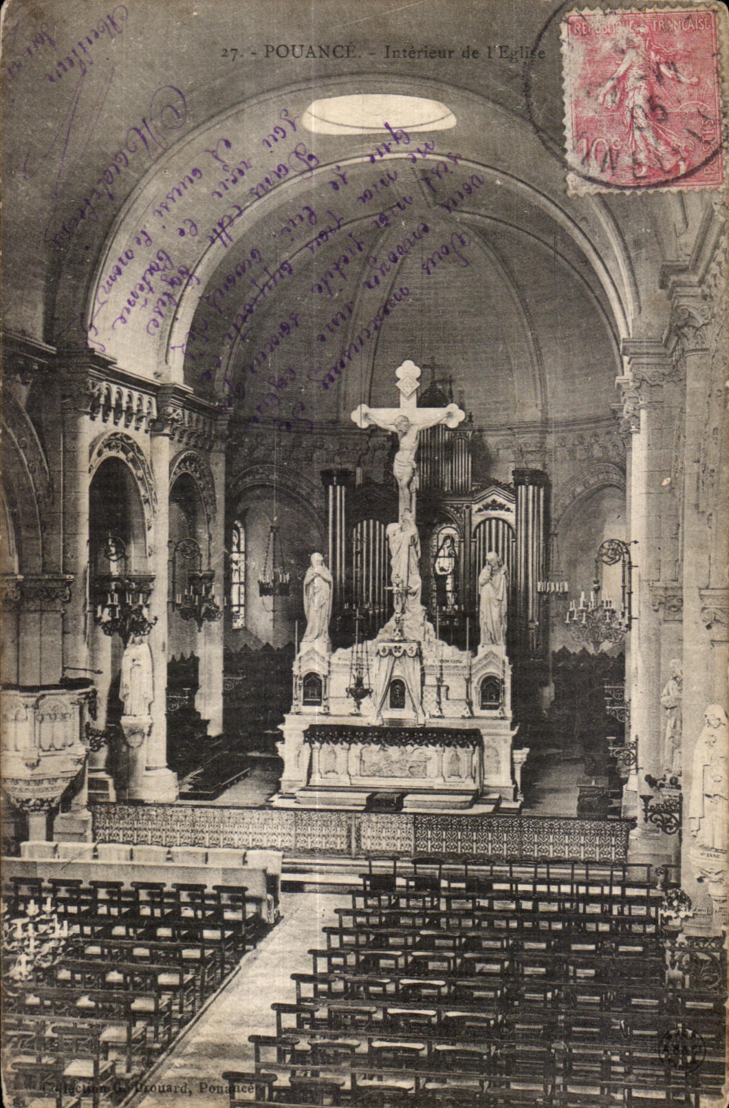 CPA Pouance Interieur de l eglise Orgue 