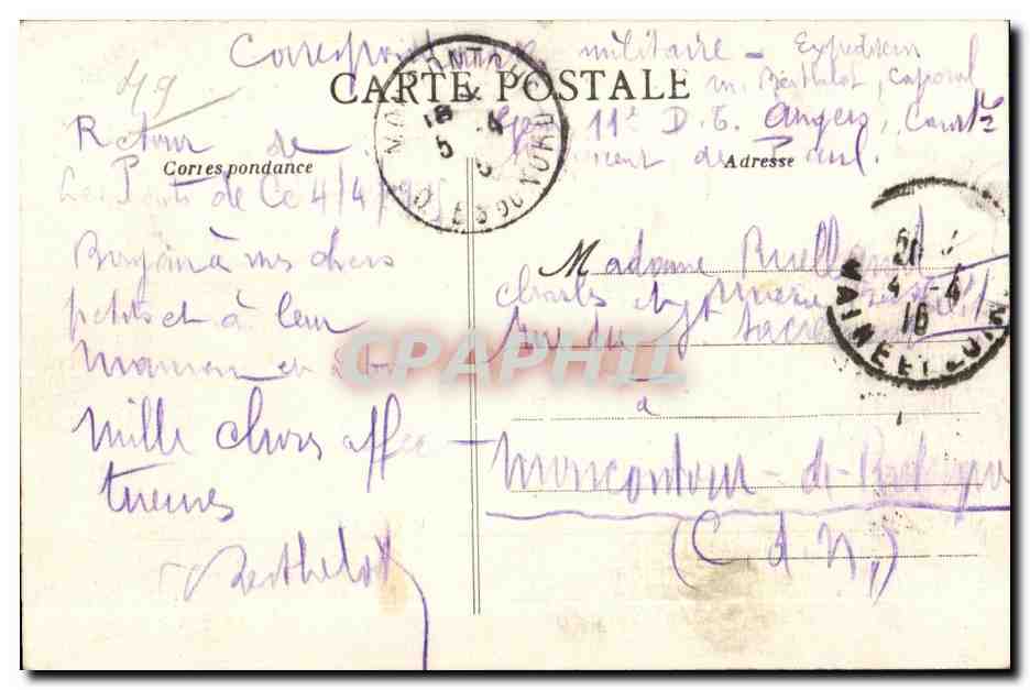 CPA Environs d Angers Les Ponts De Ce Le Grand Pont Duninacus sur la Loire — Rückseite