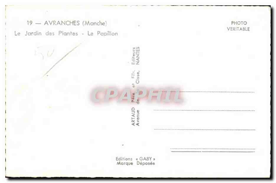 CPSM Avranches (Manche) Le Jardin des Plantes Le Papillon Butterfly — Rückseite