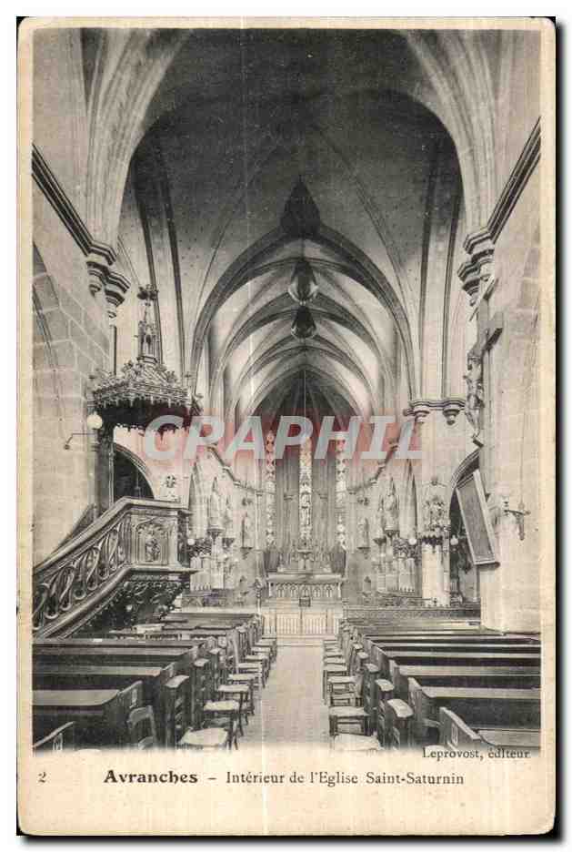 Avranches — Intérieur de l'Église Saint-Saturnin — Leprovost, éditeur