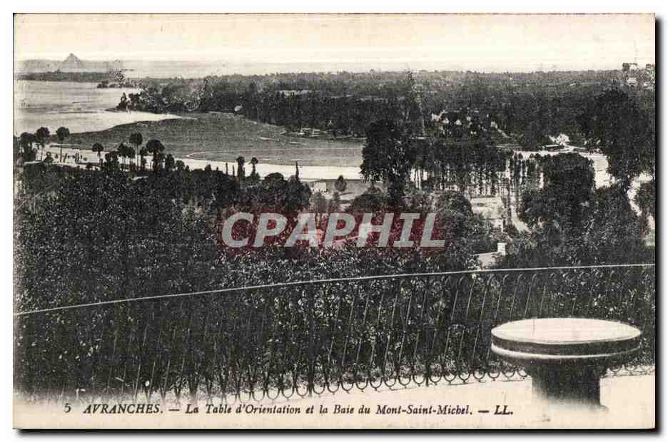 CPA Avranches la table d orientation et la baie du mont saint michel