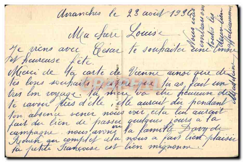 Vue d'Avranches prise des grèves — Lasson — Rückseite