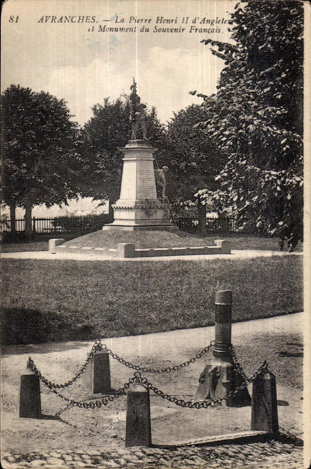 Avranches — La Pierre Henri II d'Angleterre et Monument du Souvenir Français — Éditeur Lévy & Neurdein, Paris