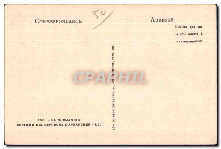 Costume des environs d'Avranches — La Normandie — LL — Rückseite
