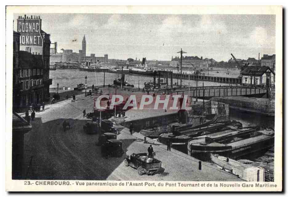 Cherbourg - Vue panoramique de l'Avant Port, du Pont Tournant et de la Nouvelle Gare Maritime — A. Becquemil, Cherbourg