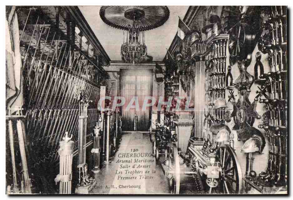 Cherbourg — Maritime Arsenal, Waffenraum, Trophäen der ersten Überfahrt — Sammlung A.B., Cherbourg