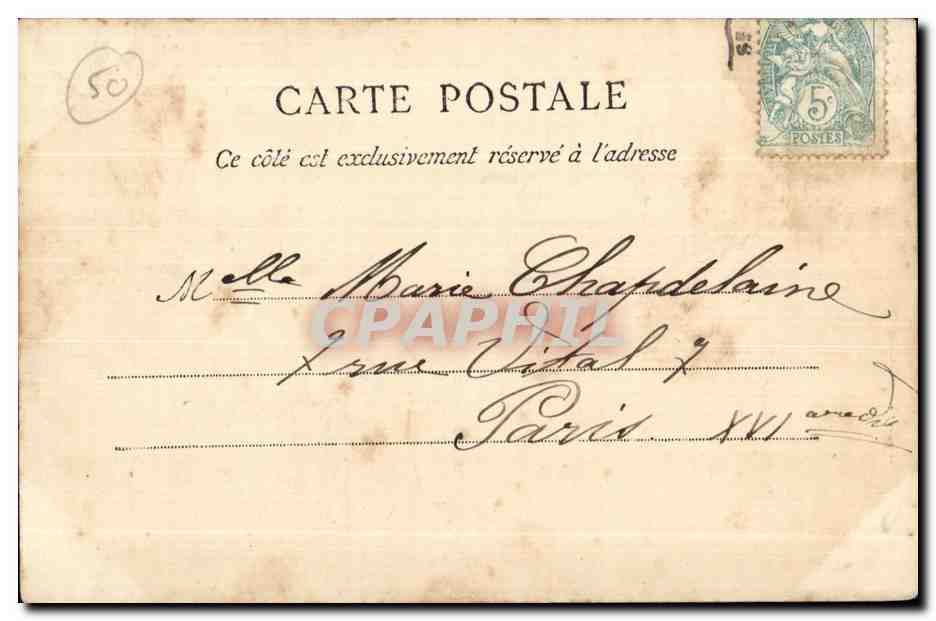 CPA Cherbourg Environs de Le Chateau De Tourlaville Cote Sud — Rückseite