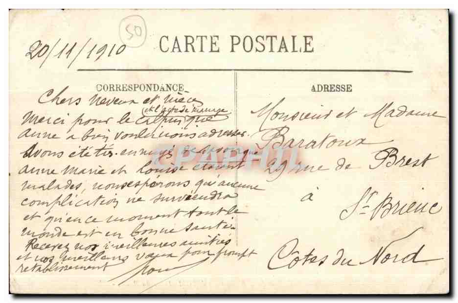 CPA Cherbourg Vue generale de la Ville et de la Rade prise de la Montagne du Roule Bateaux  — Rückseite