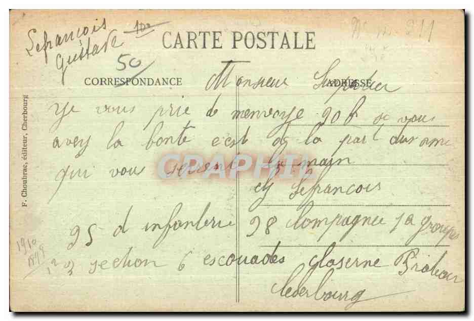 CPA Cherbourg Arsenal Maritime Vue Generale de la Batterie de Salut — Rückseite