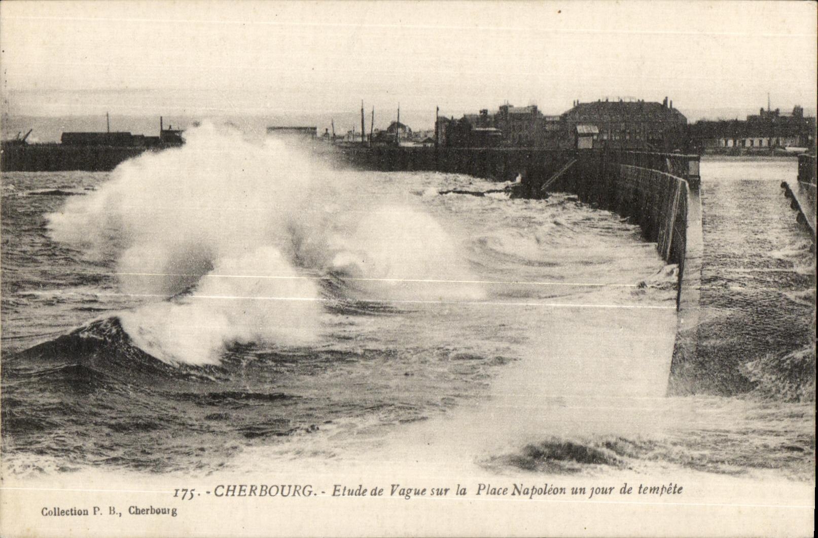 Cherbourg — Etude de Vague sur la Place Napoléon un jour de tempête — Collection P. B., Cherbourg