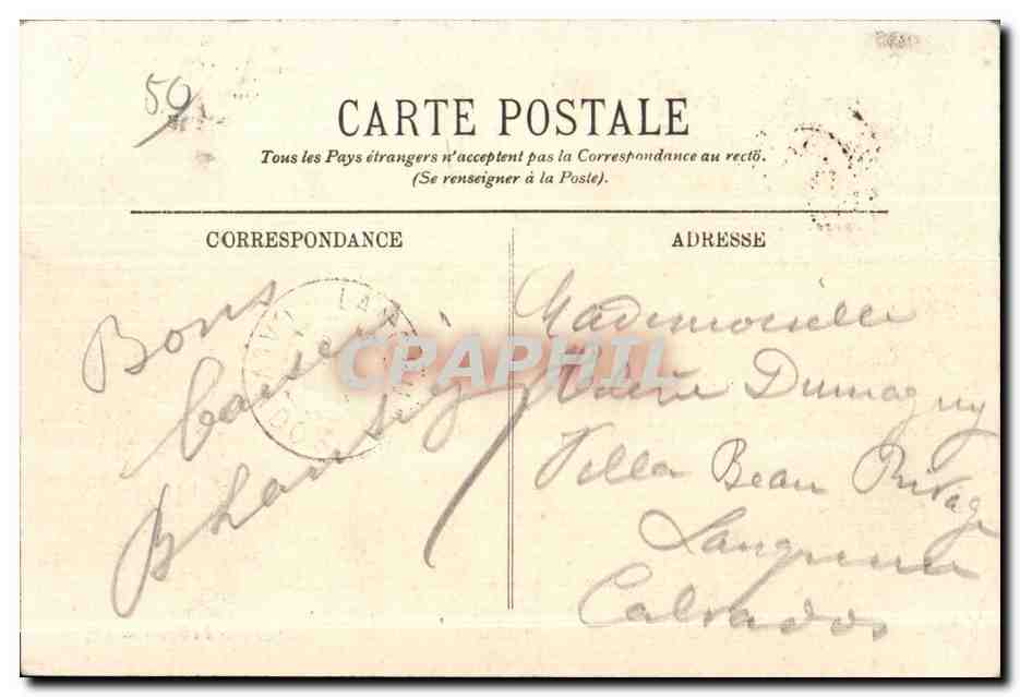 CPA Cherbourg Vue generale de la Ville et la Rade prise de la Montagne du Roule Bateaux  — Rückseite