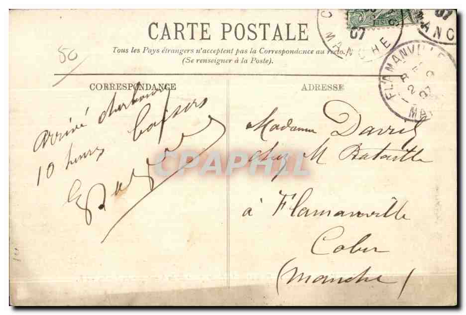 CPA Cherbourg Vue generale de la Ville et de la Rade prise de la Montagne du Roule — Verso