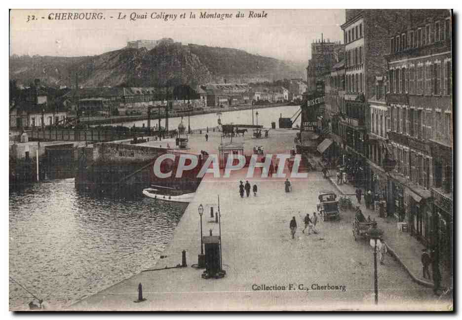 CPA Cherbourg Le Quai Coligny et la Montagne du Roule