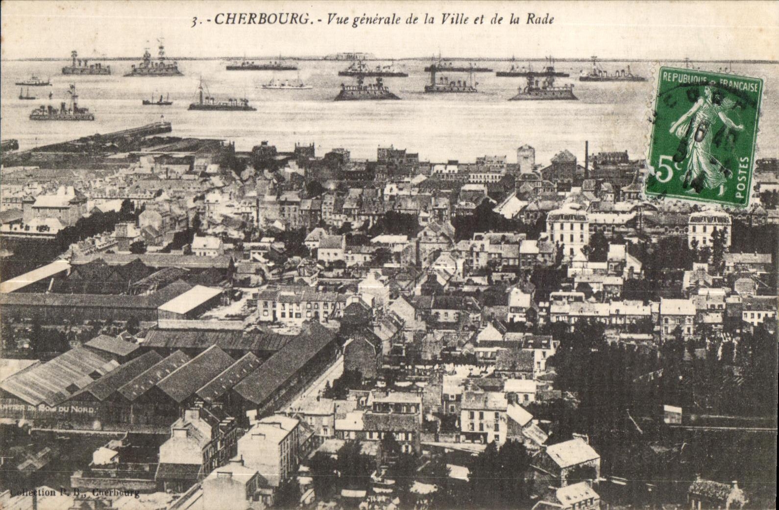 Cherbourg — Vue générale de la Ville et de la Rade — Collection R. B., Cherbourg