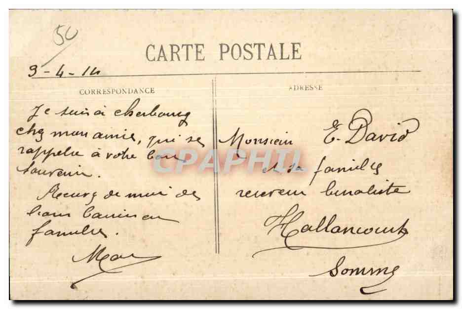 Cherbourg — Vue générale de la Ville et de la Rade — Collection R. B., Cherbourg — Verso