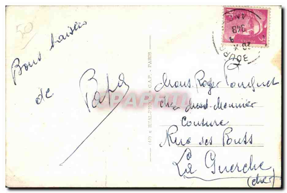 CPA Cherbourg Le Bassin du commerce Bateau — Rückseite