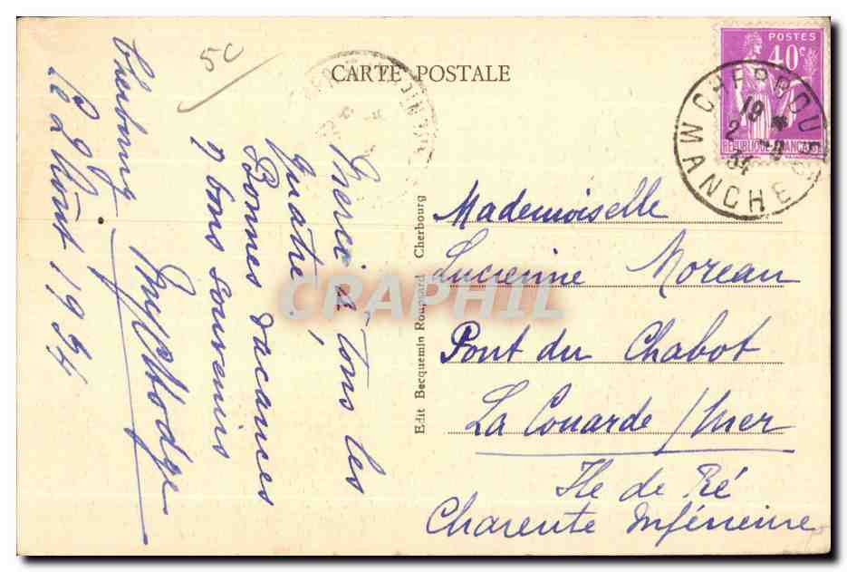 CPA Environs de Cherbourg Le Cap de la Hague Raz Blanchard ou a Sornbre  — Verso