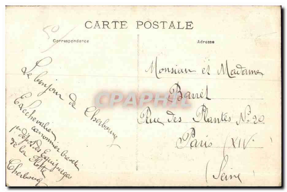 CPA Cherbourg Le Casino les Jardins — Rückseite