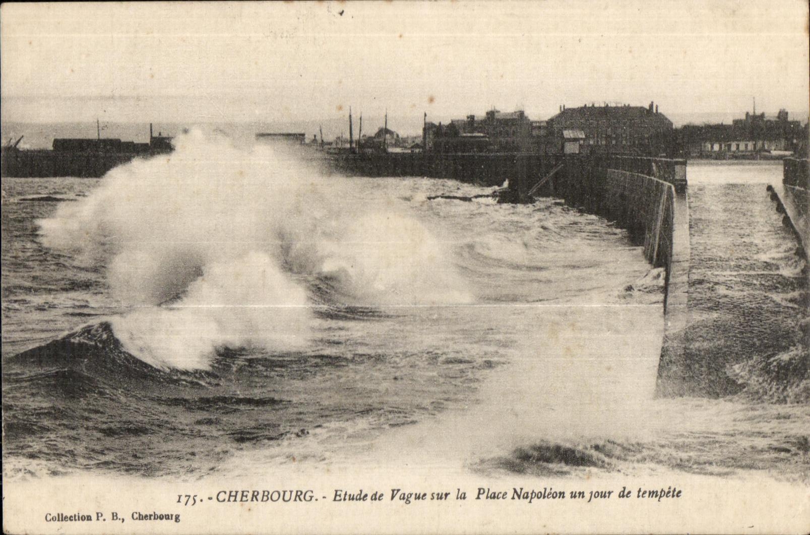 Cherbourg - Etude de Vague sur la Place Napoléon un jour de tempête - Collection P. B., Cherbourg