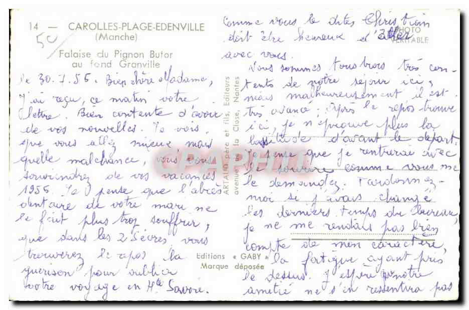 Falaise du Pignon Butor — Carollles-Plage-Edenville (Manche) — Gaby — Rückseite