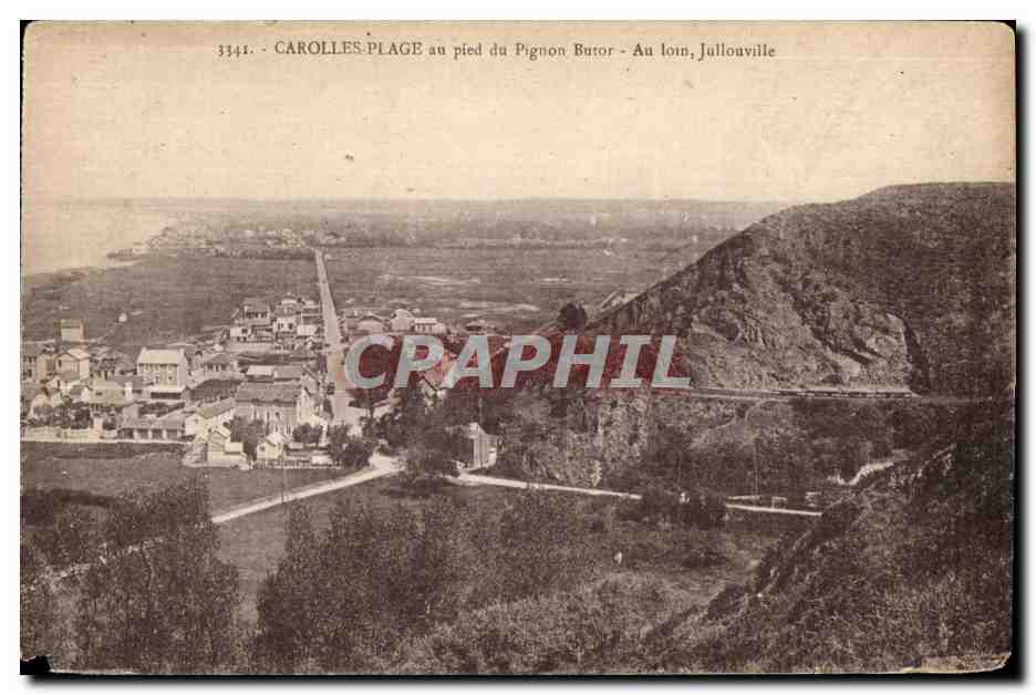 CPA Carolles Plage au pied du Pignon Butor Au loin Jullouville