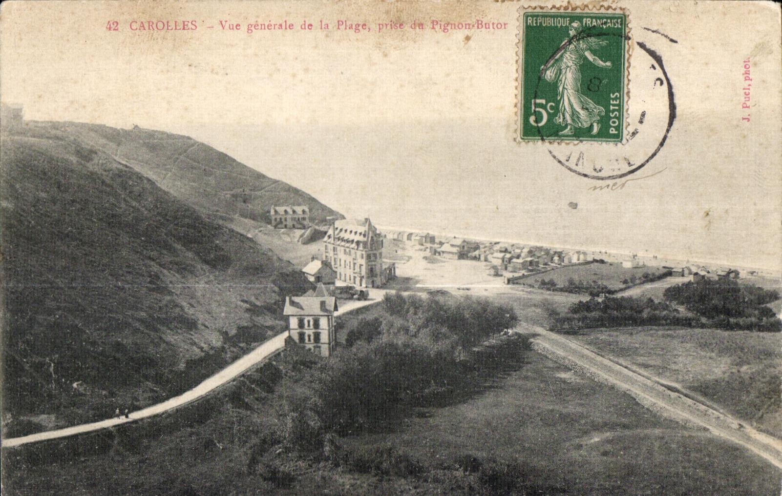 CPA Carolles Vue gnerale de la Plage prise de Pignon Bator