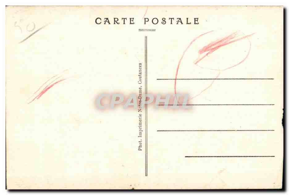 Antike Ansichtskarte Coutances DIE KATHEDRALE vom Dome von Saint Pierre aus gesehen — Rückseite