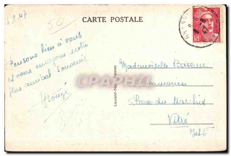 CPA Granville Le Plat Gousset par gros temps — Verso