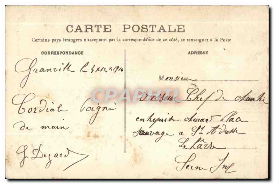 Granville (Manche) - Monument du Souvenir Français — R.F. Paris n°42 — Verso