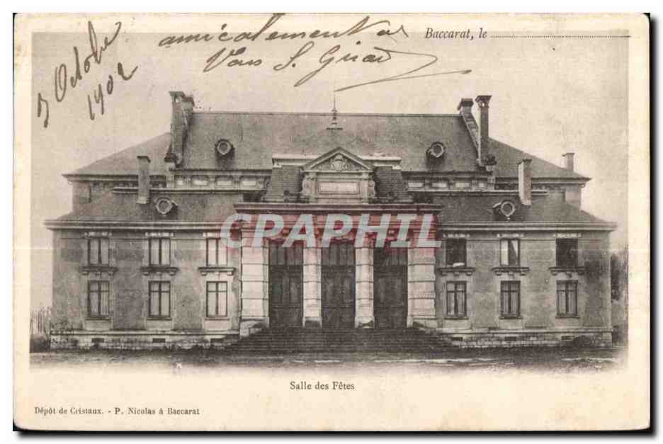 Salle des Fêtes à Baccarat — Dépôt de Cristaux, P. Nicolás — 5 Octobre 1902