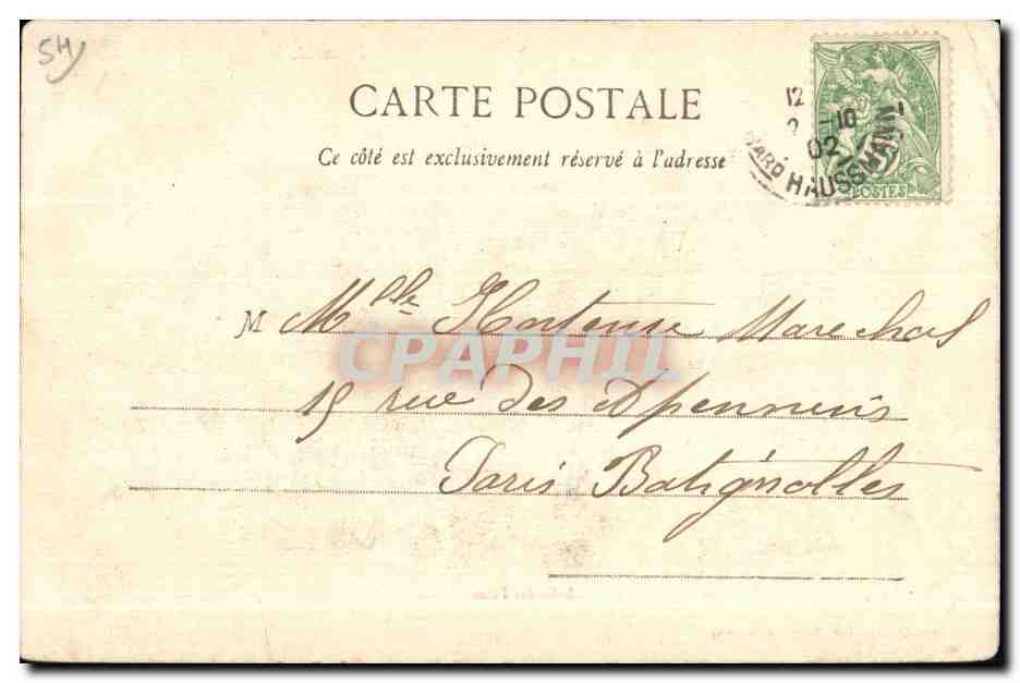 Salle des Fêtes à Baccarat — Dépôt de Cristaux, P. Nicolás — 5 Octobre 1902 — Rückseite