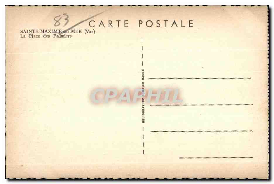 CPA Sainte Maxime sur mer (Var) La Place des Palmiers — Rückseite