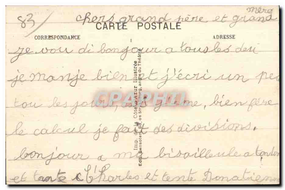 CPA Cote d Azur Azure Coast Tamaris Les Sablettes Le Rocher des 2 Freres The Sablelles The Twa Brothers Rochs — Rückseite